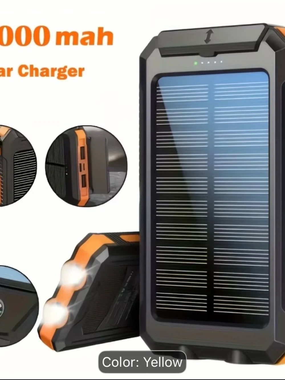 3-Pack Solar Power Banks Portable Chargers